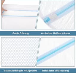 Wasnetjes met ritssluiting - Wit - Polyester Grofmazige Waszakken met Ritssluiting - Voor Wasmachine en Delicate Kleding — thumbnail 2