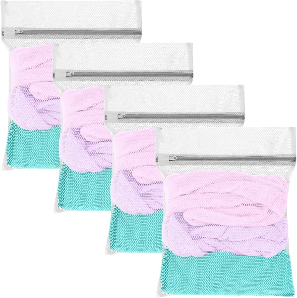 Wasnetjes met ritssluiting - Wit - 4 stuks S - Mesh waszakken van polyester - Voor delicate was — afbeelding 1