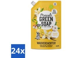 24 x Marcel's Green Soap - Wasverzachter - Navulling - Katoen & Vanille - Zachte frisheid- 30 Wasbeurten - 750 ml - Wasverzachter - Katoen Geur - Vanille Geur - Milieuvriendelijk - Navulverpakking