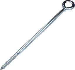 Set van 2 schroefhaken oogring voor buissteigers - voor houten net - wandbevestiging - van staal - zilverkleurig - Ø12x300mm. — thumbnail 3