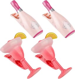 Champagnehanddoekclips 4 Stuks - Creatieve Strandhanddoekclips - Cocktailvormige Zwembadclips - Duurzaam ABS/Roestvrij Staal - Antislip Ontwerp - Voor Ligstoelen en Strand - Strandlakenclips — thumbnail 1