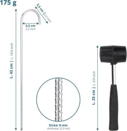 Set van 4 Grondankers - Zilver - 42 cm - Robuust Staal - Voor Tenten en Paviljoens — thumbnail 2