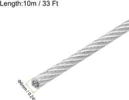 SnelShoppen - 10m stalen kabel RVS 6mm (1/4") met vinyl coating en 2 schroefspindels voor ophangen, wasrek, tuin, feest, decoratie, DIY — thumbnail 4