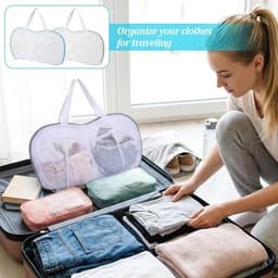 Waszakken voor beha's en ondergoed - 2 stuks, net voor de wasmachine, 30 x 15 cm, ideaal voor delicate kleding en wasbescherming, grijs en blauw — thumbnail 2