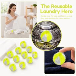 SnelShoppen - 16 stuks wasballen voor wasmachine, pluisballen, herbruikbaar, dierenhaarverwijderaar, nylon en PP, microvezel, ideaal voor kleding en k — thumbnail 3