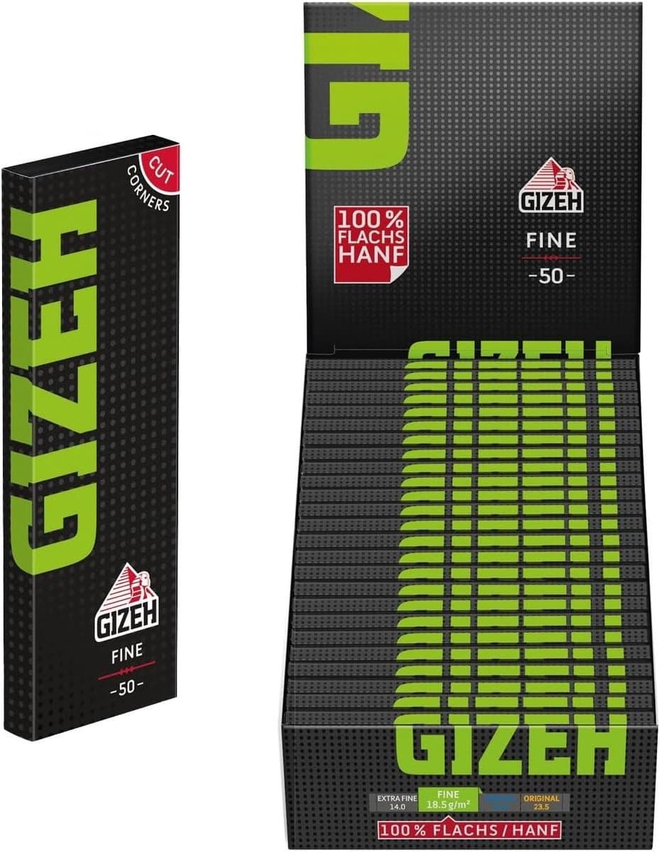 SnelShoppen - Gizeh Rookpapier Geel 50 Stuks - Fijn Blad, 100% Vlas & Hennep, 35.8x68mm, Natuurlijke Rubber Coating, Perfect voor Feest, Camping en Th — afbeelding 1