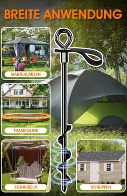 SnelShoppen - Set van 4 Zware Grondankers met Bandjes Windbestendig voor Bevestigen van Trampolines, Tenten, Luifels, Schuren, Motorhomes en Meer — thumbnail 2