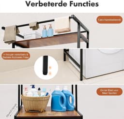 NIVA® Wasmachine Rek - Wasmachine Ombouw Rek - Badkamerplanken - Zwart - 69cm x 60cm x 177cm — thumbnail 5
