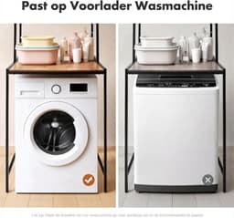 NIVA® Wasmachine Rek - Wasmachine Ombouw Rek - Badkamerplanken - Zwart - 69cm x 60cm x 177cm — thumbnail 4