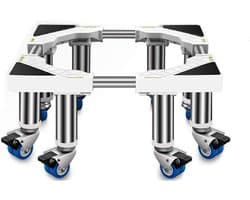Wasmachinestandaard Basis - Koelkast Wasdroger Voetstuk - Apparaten Verhoging - Anti-vibratie Demping - 42-68cm Verstelbaar - Wit