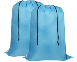 Omgoods - 2-Pack Grote Waszakken met Trekkoord voor Kleding en Beddengoed