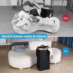 Lìon® Wasmand - 100L - Wasbox - Wasmanden - Zwart - 41cm x 33cm x 74cm — thumbnail 2