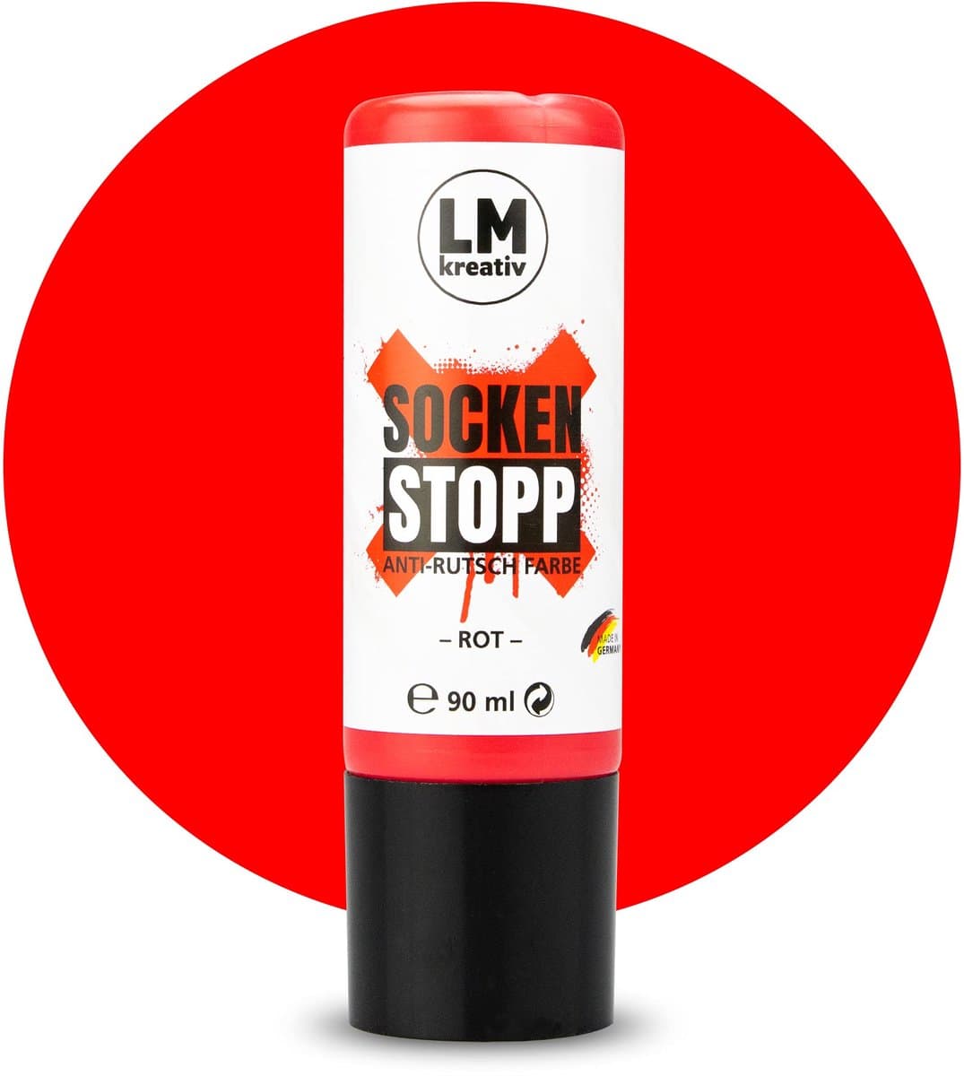 LM-Kreativ Sock Stop - Antislip textielverf 90 ml - Rood - Waterdicht en wasbaar tot 40 C — afbeelding 1