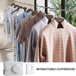 Uittrekbare Waslijn - Droogrek Wandmontage - Kleding Drogen - Onzichtbaar Design - 5.1 Meter - Wit — thumbnail 5
