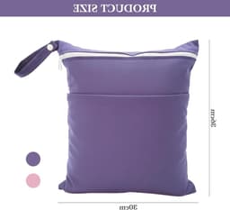 2-Pack Waterdichte Herbruikbare Reiswaszakken met Rits en Handvat voor Zwemkleding, Strandhanddoeken en Luiers - Ideaal voor Sport en Reizen — thumbnail 5