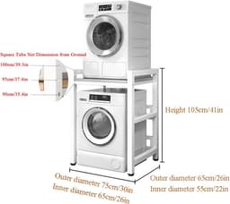 Droger standaard - Wasmachine rek - Ruimte besparen - Verstelbare hoogte - 75cm breed - Wit — thumbnail 5