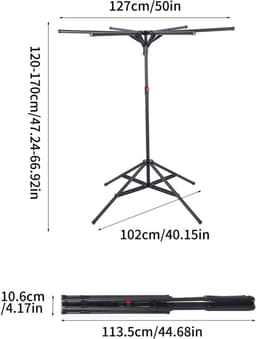 Casa Living Droogrek - Opvouwbaar Wasrek - Verstelbaar Koolstofstaal - 6 Uittrekbare Armen - Inclusief Accessoires - Zwart — thumbnail 1