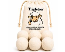 Tripleton® XXL Wollen Drogerballen – 6 Stuks – Herbruikbare Wasdrogerballen – Wasbollen – Dryer Balls – Wasballen