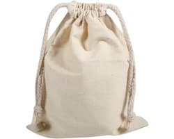 Katoenen Opbergzak - Trekkoord Tas - Huishoudelijk Gebruik - Herbruikbaar Materiaal - 15x20cm - Natuurlijk