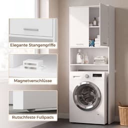 HOMCOM Over Washing Machine Cabinet-Spanplatte-Weiß — thumbnail 5