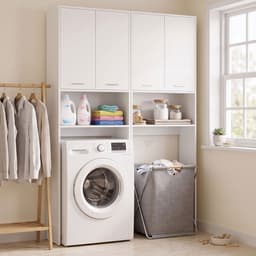 HOMCOM Over Washing Machine Cabinet-Spanplatte-Weiß — thumbnail 2