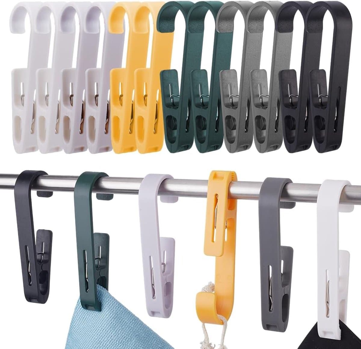 Grote Wasknijpers - Kledingclips Ophangen - Kleding Organiseren - Duurzaam Kunststof Materiaal - 13.4 cm Lang - 6 Kleuren — afbeelding 1