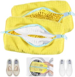 2 stuks schoenwaszakken, waszak, waszak, verbeterde schoenentas, multifunctionele bescherming, schoenwaszak voor wasmachine, anti-vervorming, sneakers, waszak, herbruikbare schoenen, waszak (geel) — thumbnail 1