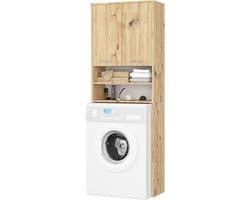Wasmachine ombouwkast - Opbergkast - Ruimte benutten - Met 2 deuren - 64 x 180 cm - Eiken