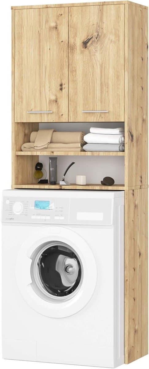 Wasmachine ombouwkast - Opbergkast - Ruimte benutten - Met 2 deuren - 64 x 180 cm - Eiken — afbeelding 1
