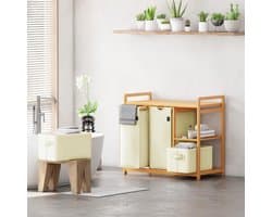 VALI® Wasmand - 140L - Wasmand 4 Vakken - Wasmanden - Beige - 78cm x 42cm x 77cm