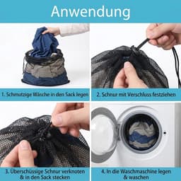 Waszakken 70 x 90 cm, fijnmazige waszak wasmachine met trekkoord, groot wasnet voor wasmachine, herbruikbare waszak voor beddengoed, knuffeldieren en kleding (zwart) — thumbnail 4