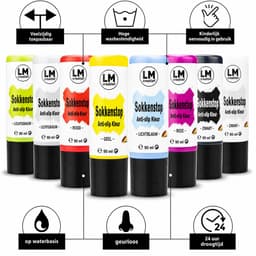 LM-Kreativ Socks Stop Anti Slip set - textielverf antislip - 4 x 90 ml - zwart wit grijs transparant — thumbnail 2