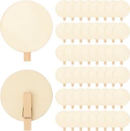 50 stuks mini-wasknijpers van hout met 4 cm ronde houten schijf - onderdelen clip van natuurlijk hout - wasknijpers voor foto's en brieven — thumbnail 1