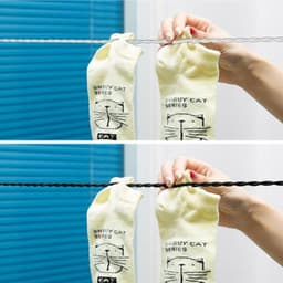 Draagbaar Touw - Waslijn - Kleding Drogen - Intrekbaar en Verstelbaar - 2.8 Meter - Zwart Wit — thumbnail 2
