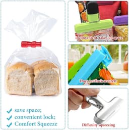 Broodzakklemmen - Voedselverzegeling Opslagclips - Zakken Sluiten - Voedselveilig ABS Plastic - 10 stuks - Rood — thumbnail 3