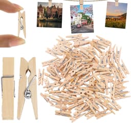 Mini knijpers - 200 stuks - 2,5 cm - Kleine houten mini knijpers - Knijpertjes - Fotoknijpers - Geboorte wasknijpers - Kaartknijpers - Decoratie Clips - Fotohouder - Wasknijpers - Kerstkaart hangers - Polaroid - Knijper om foto's aan op te hangen — thumbnail 1