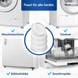 Trillingsdempers Wasmachine/Droogkast - 6 stuks - Trillingsmat - Voetjes wasmachine - Voetjes Droger - Wasmachine Geluidsdempers / Vibratiedempers - Wasmachine demper - Anti Vibratie - Antislip Rubber - Antislipmat - Schokdempers wasmachine - Wit — thumbnail 4