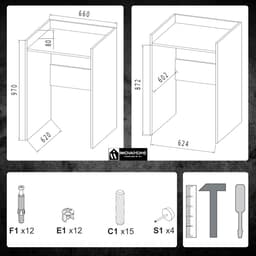 Wasmachine Kast Ombouw - Wasmachine Meubel Opbergkast - Badkamer Organisatie - Geluiddempend Extra Stevig - 66x97x62 cm - Palladium Grijs — thumbnail 5