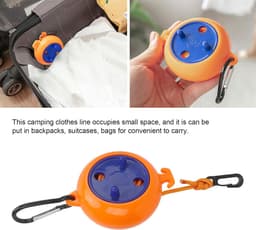 Kledingdroogtouw Reiswaslijn - Waslijn Camping - Buiten Kleding Drogen - 46kg Draagvermogen - 8 meter - Zwart — thumbnail 3