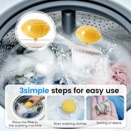 3 stuks - Wasmachine Lint Filter - Pluizenfilterbal - Wasmachinefilterzak - Filternetzak - Wasbal - Herbruikbaar - 9,2 cm x 19 cm - Blauw + Geel + Roze - Geschikt voor wasmachines — thumbnail 5