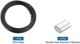 20 meter roestvrijstalen kabel met vinyl coating en aluminium mouwen - voor ophangen droogrek - zwart — thumbnail 1