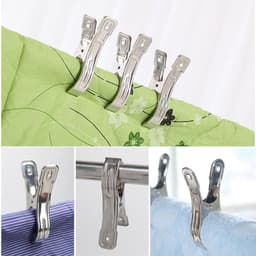 6 Stuks Rvs Wasknijpers 12cm - Stevige Clips voor Strandhanddoeken Badlakens Beddengoed en Dikke Kleding - Roestvrijstalen Klemmen voor Wasgoed en Tapijten — thumbnail 3