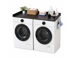 Lifero Wasdroger Werkblad - Aanrecht Wasruimte - Wasmachine Organiseren - Ombouwmeubel Zwart Marmerlook - Afdekplaat Ombouw Droger