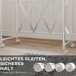DESMIU Droogtoren Verstelbare Stangen 150 Cm Roestvrij Staal Zilver Voor Binnen En Buiten Op Wielen Inklapbaar — thumbnail 4