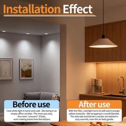 kleurfolie voor ledlampen, zelfklevend, warmwit, zelfklevend, kleurfolie, kleurfolie gel Ø 4 cm, lichteffectfolie, 3 warmwitte filters, lichtcorrectie voor woonkamer, 9 stuks — thumbnail 2
