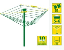 Droogmolen Aluminium - Waslijn Molen - Kleding Drogen - Eenvoudige Eenhandsbediening - 2.1 Meter Spanwijdte - Grijs — thumbnail 2
