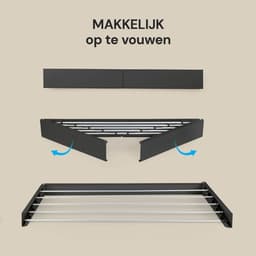 Intrekbaar Droogrek - Wanddroger - Was Drogen - Ruimtebesparend Ontwerp - 4 Meter Droogruimte - Zwart — thumbnail 5