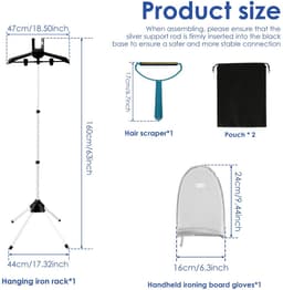 Dailygoods- Stoomhanger met 360° rotatie - Opvouwbaar - Draagbaar - Aluminium/Kunststof - Verstelbare hoogte 84-160 cm - 3 Stangen - Droogrek — thumbnail 3