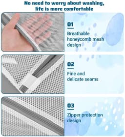 Dailygoods - 3 stuks kleine mesh waszakken voor delicate mini 40 x 30 cm duurzame lingerie zakken voor wassen delicate machine voor lingerie ondergoed sokken babykleding reizen 15,75 x 11,81 inch — thumbnail 5