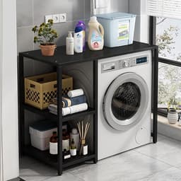Wasmachine rek - Opbergunit - Ruimte organiseren - Stevige constructie - L100cm - Zwart — thumbnail 1